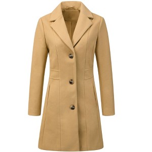INSPIRE CHIC Women's Single Breasted Notched Lapel Long Winter Coats - 1 of 4