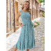 INSPIRE CHIC Women's Summer Scoop Neck Sleeveless Ruffle Hem Side Pockets Tiered Floral Midi Dress - 3 of 4