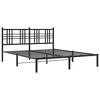 vidaXL Metal Double Bed Frame - Black, Contemporary Steel Construction with Headboard, for Mattress 59.1"x78.7", Bedroom Furniture - 2 of 4