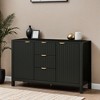 Sideboard with Wave Design - 3 Adjustable Shelves, 3 Drawers & Soft-Close Doors, Storage Console Table with Metal Handles - Leovsnove - 2 of 4