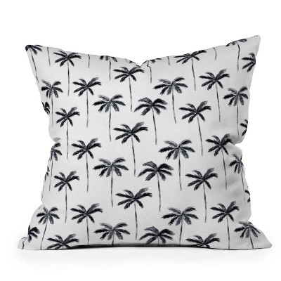 16"x16" Little Arrow Design Co Watercolor Palm Tree in Square Throw Pillow Black - Deny Designs