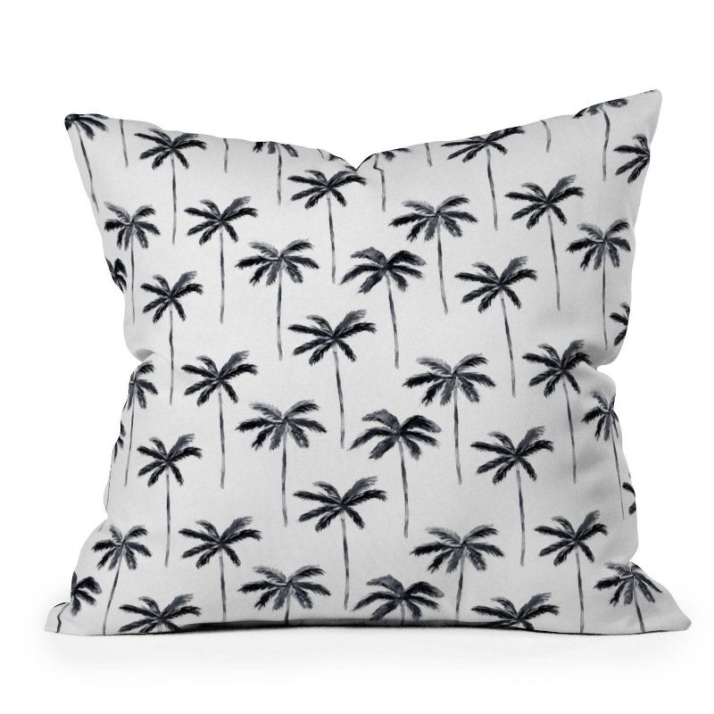 16&#34;x16&#34; Little Arrow Design Co Watercolor Palm Tree in Square Throw Pillow Black - Deny Designs, 1 of 5