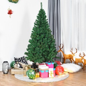 Costway 5Ft/6Ft/7Ft/8Ft Artificial PVC Christmas Tree W/Stand Holiday Season Indoor Outdoor Green - 1 of 4