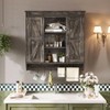 Farmhouse Cabinet 2 Sliding Barn Doors 3 Tier Rustic Wood Wall Storage Cabinet Adjustable Shelf Towel Bar Wall Mounted Bathroom - 2 of 4