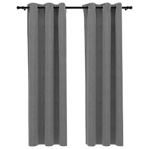 vidaXL Blackout Curtains with Rings 2 pcs Gray 37"x84" Velvet - 1 of 1