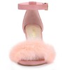 Allegra K Women's Faux Fur Buckle Closure Ankle Strap Block Heels Sandals - 3 of 4