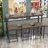 4-Piece Dining Set with a Long Dining Table and 3 Stools for Kitchen - 3 of 4