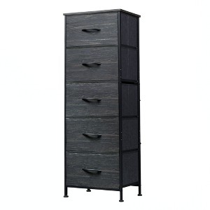 5-Drawer Tall Fabric Dresser with Wood Top, Storage Organizer Chest for Bedroom, Closet, Hallway, Sturdy Steel Frame - 1 of 4