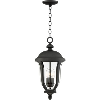 John Timberland Traditional Outdoor Ceiling Light Hanging Black 20" Clear Glass for Exterior House Porch Patio Deck