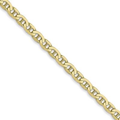 Black Bow Jewelry 10k Yellow Gold 3mm Solid Concave Anchor Chain Necklace