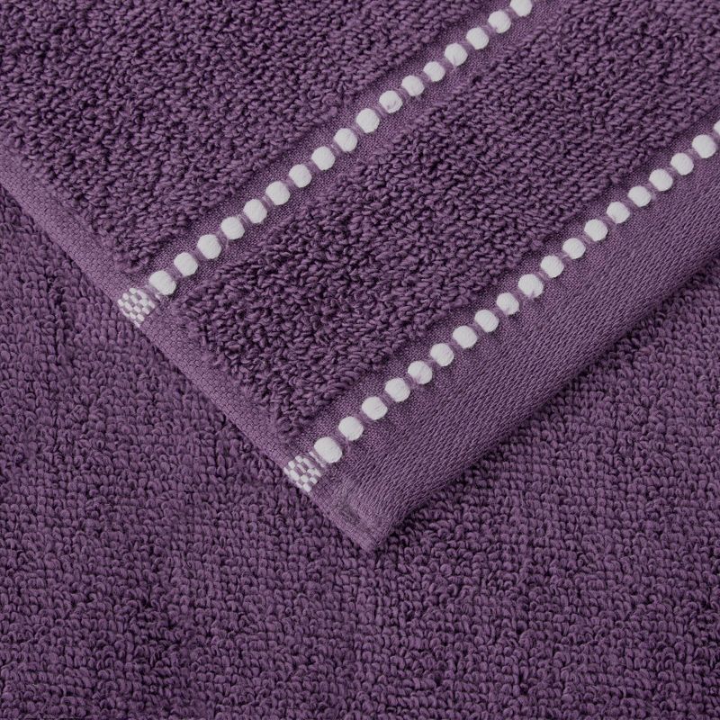 6pc Luxury Cotton Bath Towel Set Purple/White - Hastings Home, 4 of 5