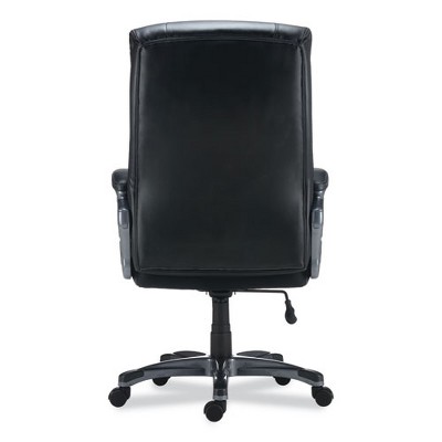Black Leather High Back Executive Swivel Chair with Fixed Arms