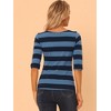 INSPIRE CHIC Women's Stripes Casual Basic Elbow Sleeves Boat Neck Slim Fit T-Shirts - 4 of 4