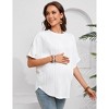 Women's Maternity Shirts Casual Breathable Loose Textured Raglan Short Sleeve Shirt Crew Neck Spring Summer Pregnancy Tops - 3 of 4