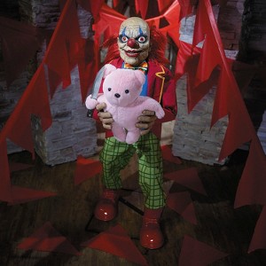 Morris Costumes 4 Ft. Animated Creepy Clown with Pink Bear Halloween Decoration - 1 of 2