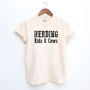 Simply Sage Market Women's Herding Kids and Cows Short Sleeve Garment Dyed Tee - 1 of 4