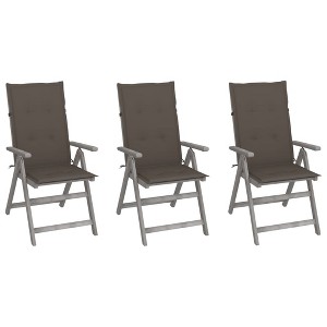 vidaXL Outdoor Recliner Chairs 3 Pcs, Patio Reclining Chair with Cushions, Recliner Patio Lounge Chair for Garden, Retro Style, Solid Wood Acacia - 1 of 4