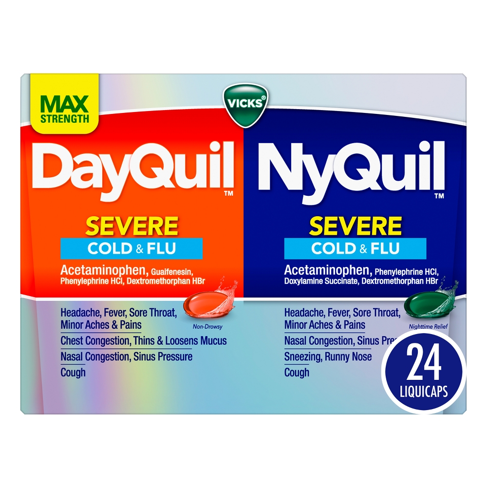 Vicks DayQuil &#38; NyQuil Severe Cold &#38; Flu Medicine Liquicaps - 24ct