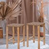 Dsvimoy Patio Counter and Bar Stool Set of 2 Hand Made Drawstring Tall Bar Stools with Footrest for Dining Room, Beige, 31.89"*4.72"*16.93" - 2 of 4