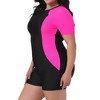 Agnes Orinda Women's Plus Size Tummy Control Colorblock Zip Front Rashguard One-Piece Swimsuit - 2 of 4