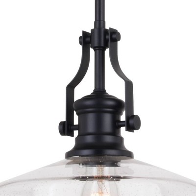 Matte Black 12" Farmhouse Style Pendant Light with Glass