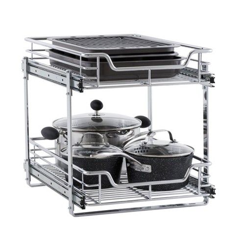 Glidez Multipurpose Chrome-Plated Steel Pull-Out/Slide-Out Basket Storage Organizer for Under Cabinet Use - 2-Tier Design - Chrome - image 1 of 4