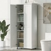 Tall Bathroom Storage Cabinets, Freestanding Floor Cabinet With 2 Doors, Adjustable Shelves, 5 Internal Compartments Kitchen Pantry - 2 of 4