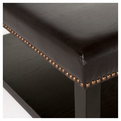 Kelapith Dark Brown PU Leather Ottoman Bench with Rack