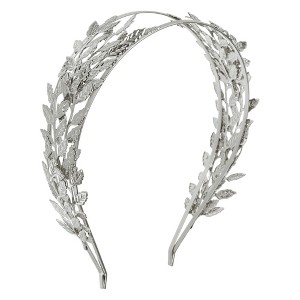 Unique Bargains Women's Elegant Wide Leaf Headband 5.91"x5.20" Silver Tone 1 Pc - 1 of 4