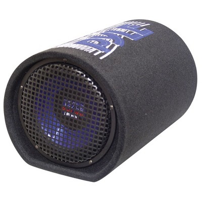 Pyle PLTB8 High Performance 8 Inch 400 Watt Enclosed Cylindrical Carpeted Tube Vehicle Car Audio Subwoofer Speaker Sound System, Black