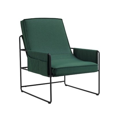 Sling Accent Chair, Comfy Chair with Removable Cushion, Vanity Chair, with Storage Bag for Living RoomOffice, Green