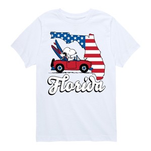 Boys' - Peanuts - Florida American Flag Snoopy Woodstock Short Sleeve Graphic T-Shirt - 1 of 4