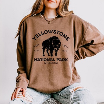 Simply Sage Market Women's Lightweight Garment Dyed Graphic Sweatshirt Yellowstone National Park