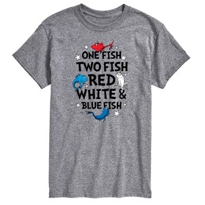 Men's - Dr. Seuss - Red, White and Blue Fish Short Sleeve Graphic T-Shirt - 1 of 4