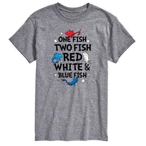 Men's - Dr. Seuss - Red, White and Blue Fish Short Sleeve Graphic T-Shirt - image 1 of 4