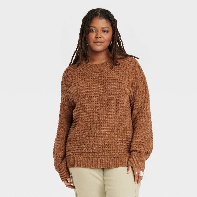 Women&#39;s Plus Size Crewneck Pullover Sweater - Universal Thread&#8482; Brown 2X