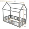 ALEXOUN Wood House Bed with Fence and Door, Wooden Bed Frame with Roof for Teens, Boys or Girls, for Bedroom Apartments - 3 of 4
