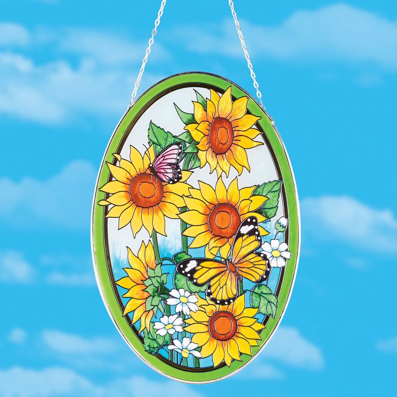 Collections Etc Hanging Stained Glass Styling Sunflower Garden Suncatcher, 2 of 3