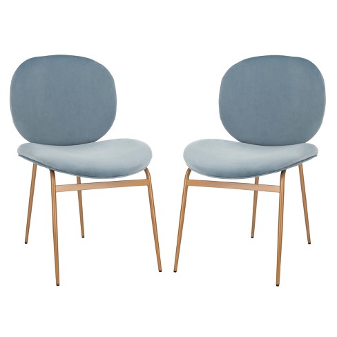 Set Of 2 Jordana Round Side Chair Slate Blue Gold Safavieh