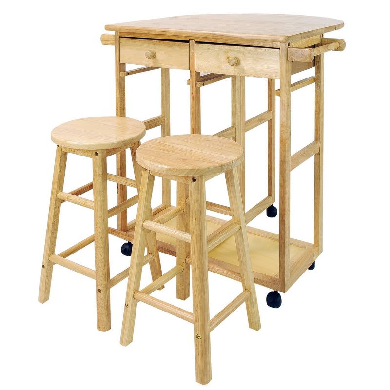 Breakfast Cart with Drop Leaf Table & Stool Set - Flora Home, 1 of 11