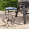 FONTOI End Table with Round Tabletop, Side Table with Mosaic-style Pattern for Home Bedroom Living Room Patio, White&Blue, 13.75"*21.4"*13.75" - 4 of 4