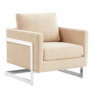 Lincoln Velvet Accent Chair with Chrome Steel Frame - 1 of 4