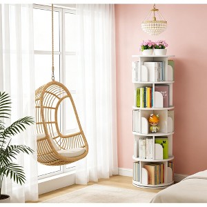 Airsurfer 5-Tier Rotating Bookshelf 360¡ã Display Modern Rotating Bookcase Round Storage Bookshelf Tower for Home Office Living Room - 1 of 4