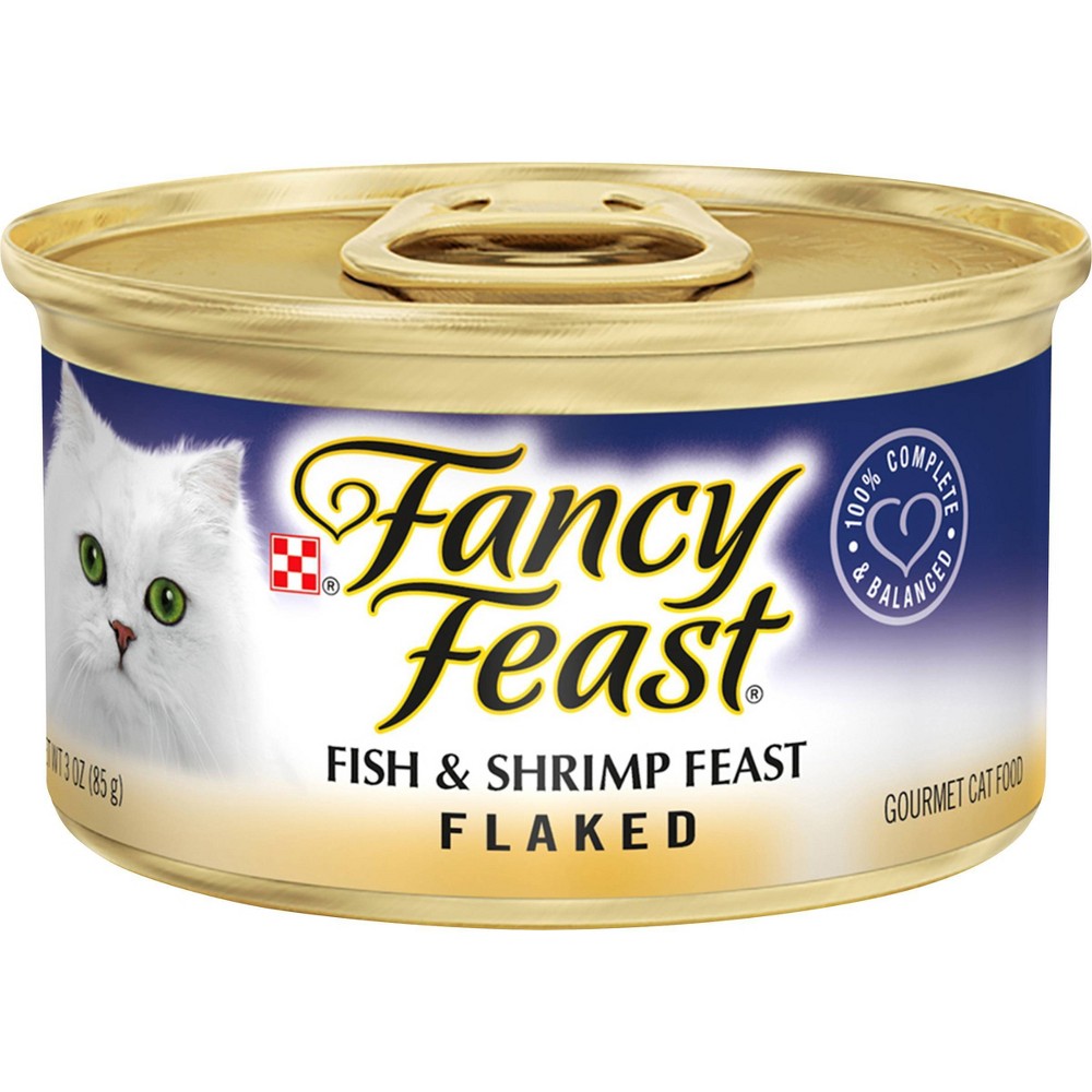 best by SEP 2025 Purina Fancy Feast Flaked Gourmet Wet Cat Food Fish & Shrimp Feast - 3oz