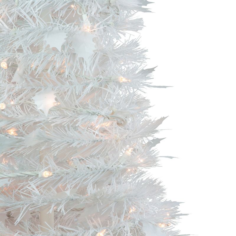 Northlight 6' Pre-Lit White Tinsel Pop-Up Artificial Christmas Tree, Clear Lights, 5 of 7