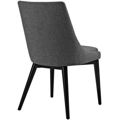 Sleek Gray Upholstered Dining Chair with Tapered Wood Legs