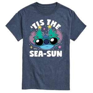 Men's - Lilo and Stitch - Tis the Sea-Sun Christmas Short Sleeve Graphic T-Shirt - 1 of 4