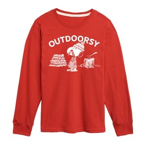 Boys' - Peanuts - Outdoorsy Snoopy Long Sleeve Graphic T-Shirt - 1 of 4