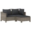 vidaXL 3 Piece Patio Lounge Set with Cushions Gray Poly Rattan - 2 of 4