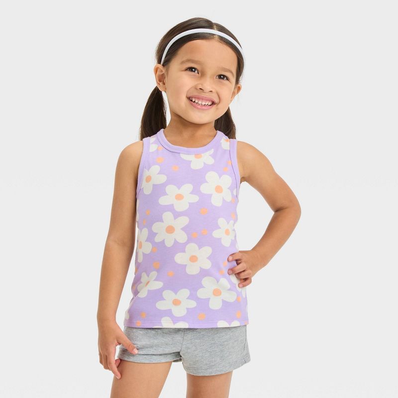 Toddler Girls' Floral Tank Top - Cat & Jack™ Lavender, 1 of 5